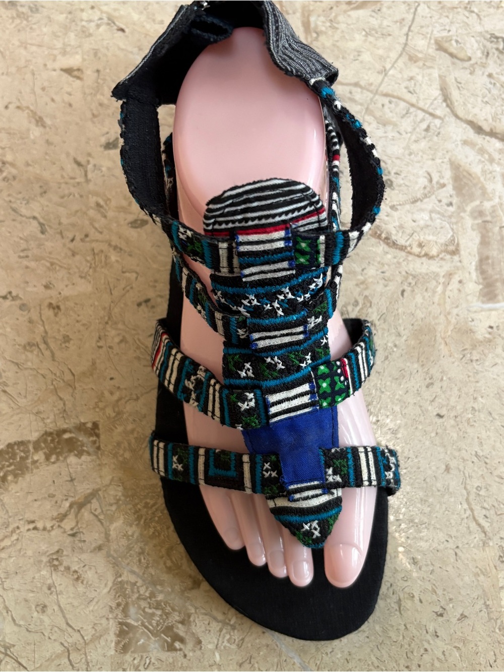 Siamese Dream Design Canvas Casual Textile Boho Sandal Size 9.5 New